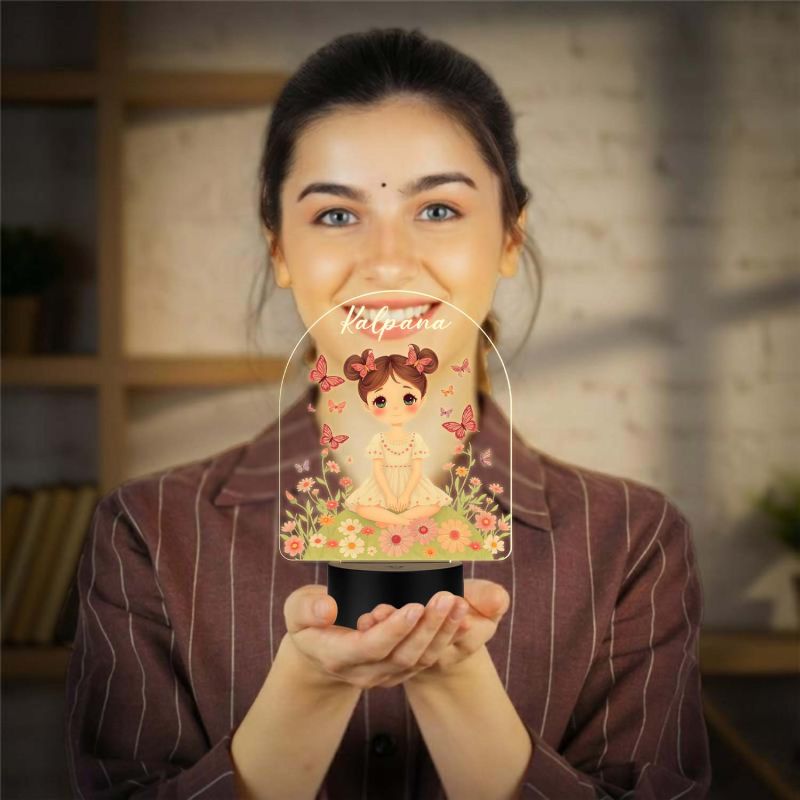 Personalized Cute Princess Girl LED Night Lamp Customized with Name Return Gift Girls Room Decor Light Warm White Light Birthday Gift for Girls